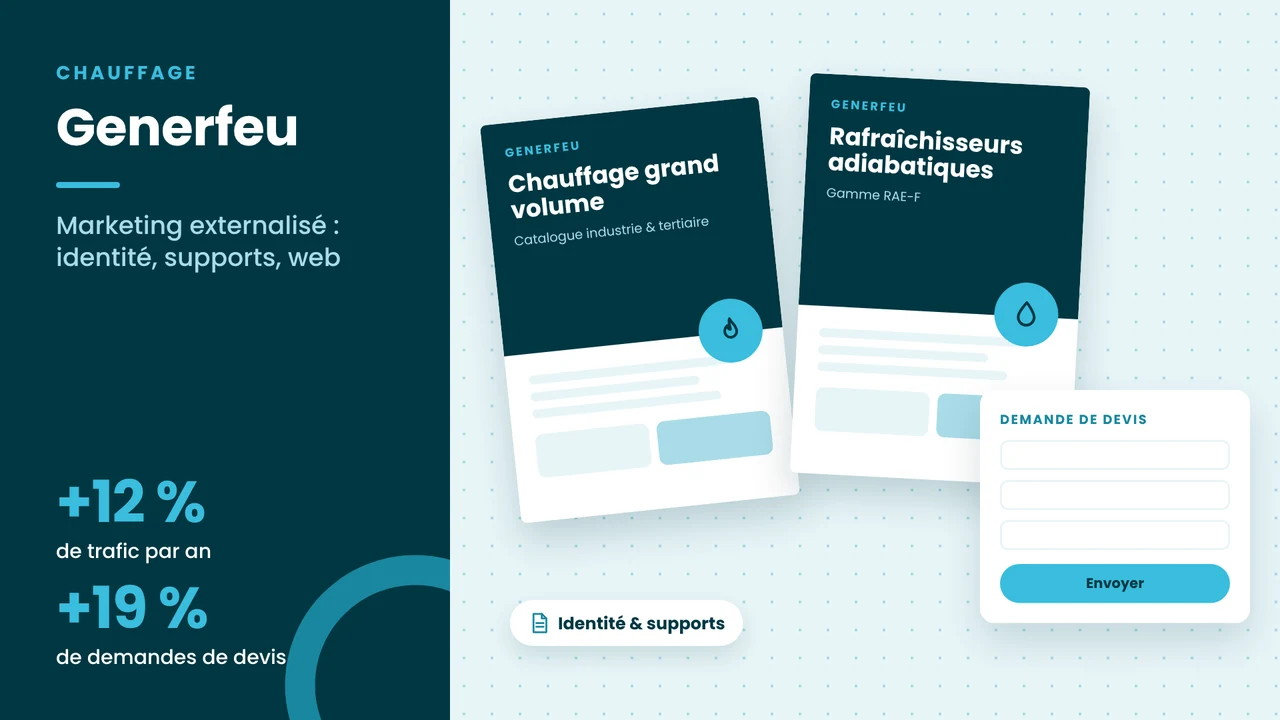 Visuel réalisation CVS Marketing – Generfeu : marketing externalisé, identité, supports et web