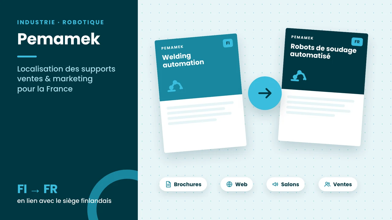 Visuel réalisation CVS Marketing – Pemamek : localisation des supports ventes et marketing pour la France